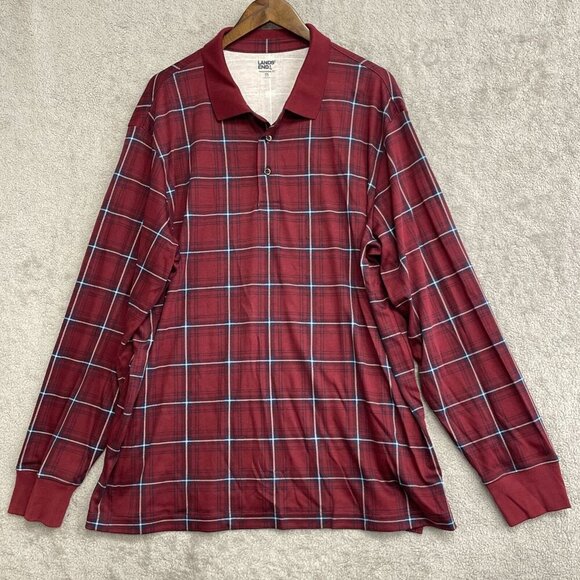 Lands' End Other - NWOT Lands' End Men's XXL Red Plaid Long Sleeve Polo Shirt Traditional Fit